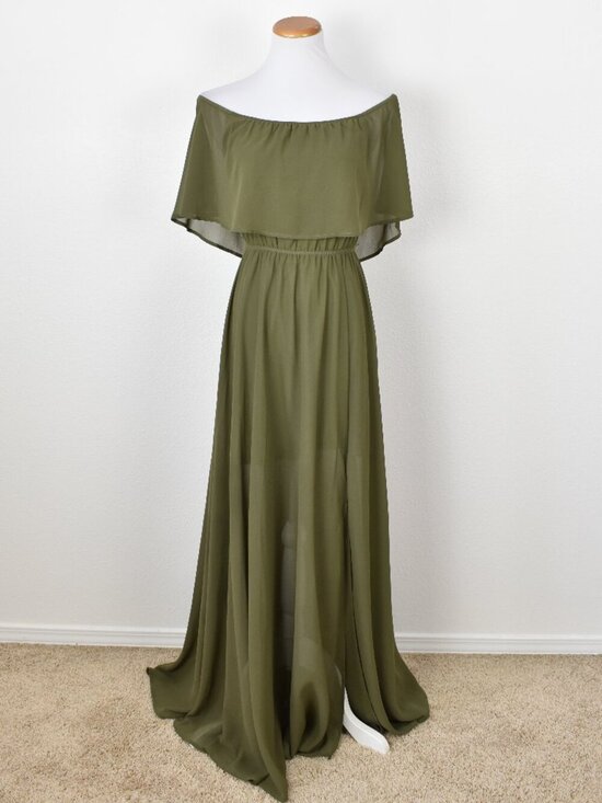Baltic Born Dresses & Skirts - Baltic Born Victoria Olive Green Off Shoulder Maxi Dress - M